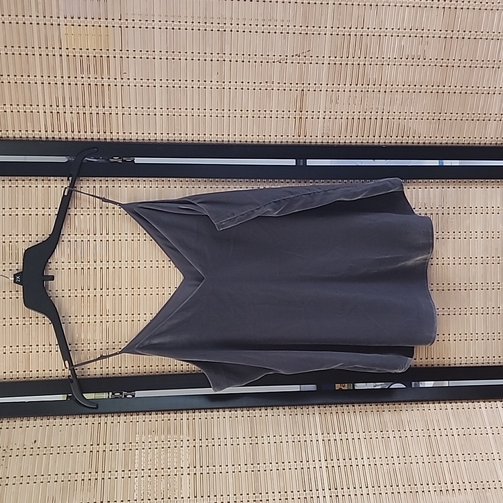 Express spaghetti straps velour ,dark gray tank top , v neck